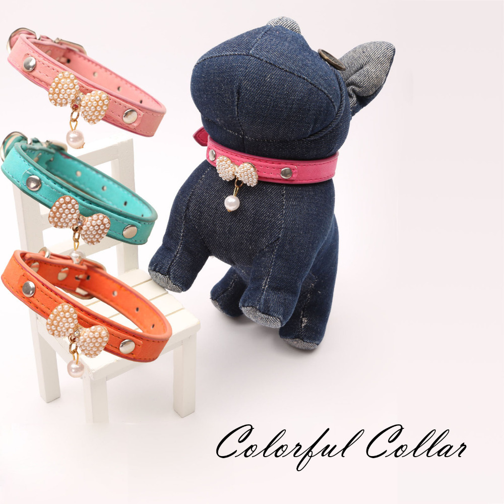 Good-Quality-Pu-Leather-Pet-Dog-Collar-Pearl-Bowknot-Charm-Pet-Collar ...