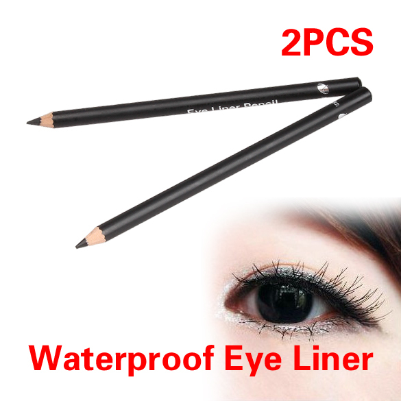2 Pieces Black Eye Liner Smooth Waterproof Cosmetic Makeup Eyeliner Pencil F OS