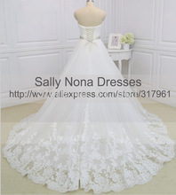 China Made A Line Wedding Dress 2015 Real Photo Sweetheart Sleevless Crtstal Belt Appliques Organza Wedding