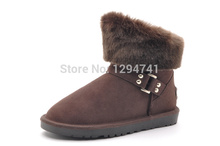 Classic Women Motorcycle Boots Genuine Leather Boots Women Boots Turn Down Classic Winter Snow Boots 