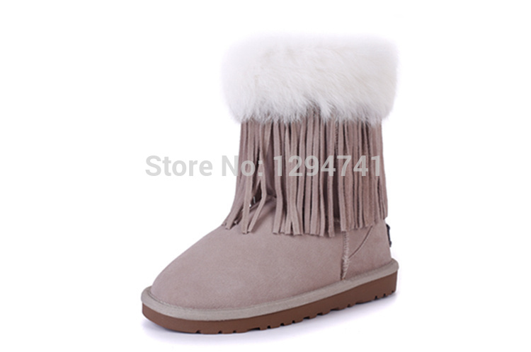 2014 New Arrival Women Boots Female Winter Snow Boots Shoes For Woman Classic Short Tassels Cowhide