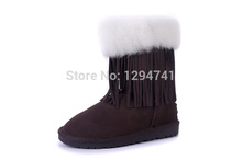 2014 New Arrival Women Boots Female Winter Snow Boots Shoes For Woman Classic Short Tassels Cowhide
