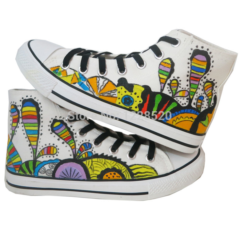 New 2014 Hand painted Shoes Custom Made Flat Canvas Men Women Sneakers Fashion High Top Couples