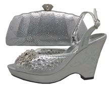 Newest arrival Free Shipping fashion Italian design shoes and bag matching set for party wholesale size