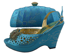 Newest arrival Free Shipping fashion Italian design shoes and bag matching set for party wholesale size
