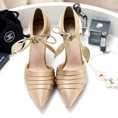 New arrival sexy pointed toe women pumps pleated lacing elegant women s shoes temperament high heel