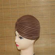 Hotsale India Caps Retro Headband Hijab Turban Dual Purpose Solid Pleated Women Kerchief Headwear Shower Hat