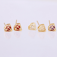 3 colors pure simple real gold plated fashion crystal earrings for women jewelry wholesale E shine
