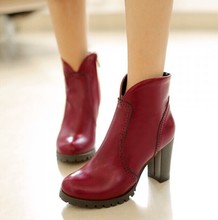 Euro fashion women’s temperament Sexy High Heel Side Zipper Ankle high quality Ladies’ square heel Short Boots martin Shoes
