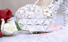 Luxury Pearl Crystal Fashion Design Lady Women High Heel Shoe Pumps For Wedding Bridal Gown Prom