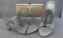 Summer italian high heel women sandals shoes and matching bags,silver pumps shoes for wedding with free shipping