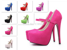 2015 new 7 colors shoes woman red bottom 16cm high heel red rose pumps,summer women’s red sole mary jane platform shoes size 45