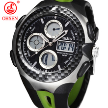 De los nuevos hombres de múltiples funciones impermeable relojes deportivos 2 zona horaria de cuarzo analógico Digital LED militar reloj de pulsera ocasional vestido
