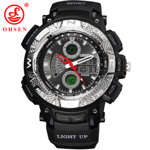 OHSEN Mens Boys Sports Watches Military Watch LED Digital Dual Time Alarm Date Day Chronograph Casual