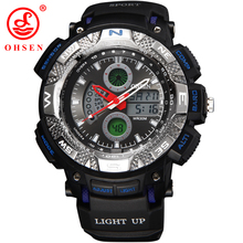 OHSEN Mens Boys Sports Watches Military Watch LED Digital Dual Time Alarm Date Day Chronograph Casual