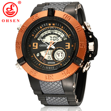 Moda Digital LED 2 Time Zone Mens Reloj deportivo militar relojes de cuarzo vestido ocasional Reloj Reloj Hombre Relogio Masculino
