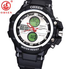 De moda OHSEN hombres chico relojes deportivos reloj exterior ocasional digitales de cuarzo llevó de múltiples funciones impermeable militar del ejército