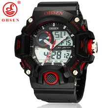 New Mens Sports Watches OHSEN Casual LED Digital Alarm Date Day Chronograph Backlight 50M Waterproof Military