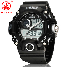 New Mens Sports Watches OHSEN Casual LED Digital Alarm Date Day Chronograph Backlight 50M Waterproof Military