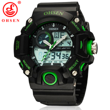 Hombres deportes relojes OHSEN de marca informal LED Digital Alarm fecha día cronógrafo Backlight 50 M militar a prueba de agua reloj verde