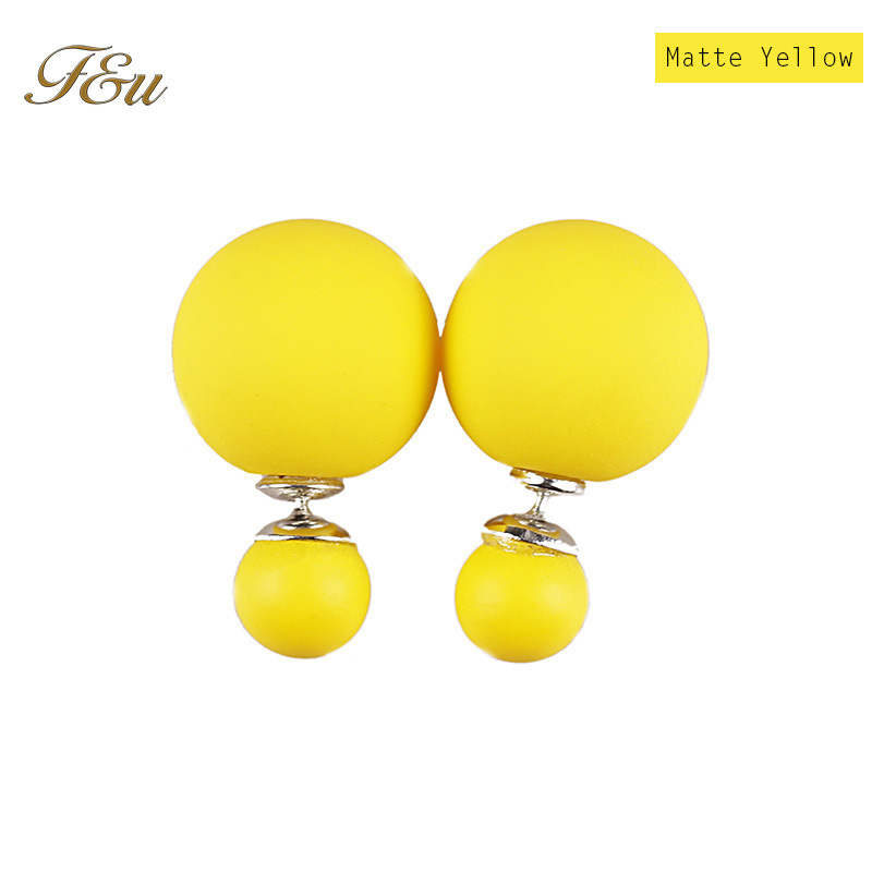 E021 New 2014 hot sale Double pearls balls stud earrings for women free shipping 906