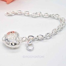 New 2015 Lovely Bracelets Women 925 Silver Sweetheart Hollow Out Heart Bracelet Silver Plated Hand Chain