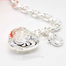 New 2015 Lovely Bracelets Women 925 Silver Sweetheart Hollow Out Heart Bracelet Silver Plated Hand Chain