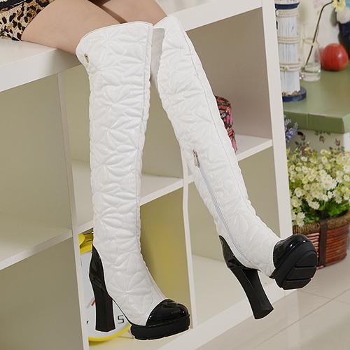 Sexy women long boots 2014 autumn thick high heels bottom black Stretch boots over the knee