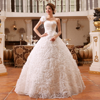 2014 новый невесты плечевой ремень свадебное платье одно плечо блестка повязку шнуровка свадебное платье бальное платье vestido де noiva