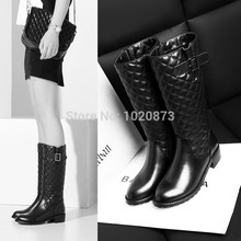 Free Shipping quality women motorcycle boots flats leather Fashion-Mid-Calf Boots winter women boots women’s shoes size 33-42