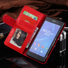 Korean Style Luxury Leather Flip Phone Case For Sony Xperia Z2 C770x D6502 D650 D6503 L50W With Card Slot & Photo Frame Cover Z2