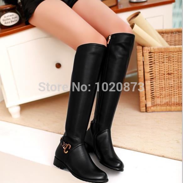 free shipping 2014 Genuine Leather over the knee high boots women motorcycle high leg riding boots