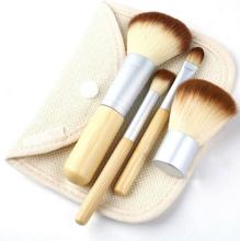 2014 Hot Sale 4 Pcs Earth-Friendly Bamboo Elaborate Makeup Brush Sets Cosmetic Brushes Tool Set Promotional discounts Wholesale