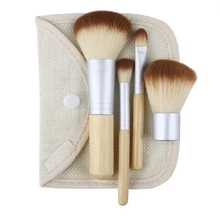 2014 Hot Sale 4 Pcs Earth Friendly Bamboo Elaborate Makeup Brush Sets Cosmetic Brushes Tool Set