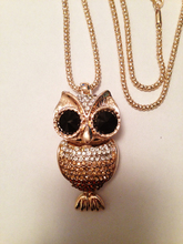 Crystal strass owl pendant long necklaces female/fashion jewelry 2014 necklace women/colar coruja/nacklace/collier femme/collar