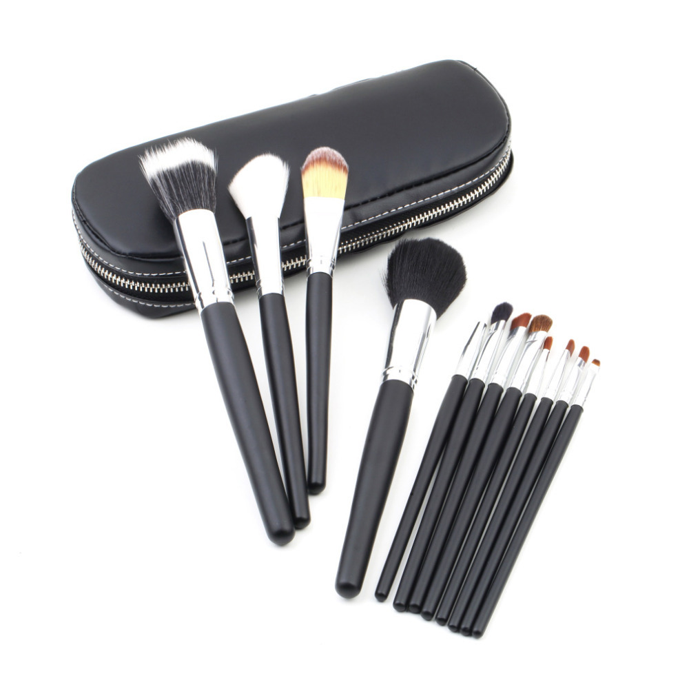 1Set 12 in 1 Professional Cosmetic Brush Makeup Set Kits Make Up Tool with Black Bag