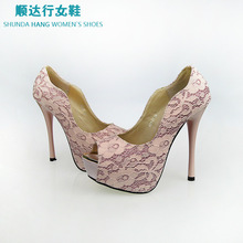 2014 New Sexy Red Bottom High Heels Platforms Peep Toe Lace Flower Women Pumps Wedding Shoes