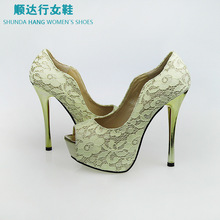 2014 New Sexy Red Bottom High Heels Platforms Peep Toe Lace Flower Women Pumps Wedding Shoes