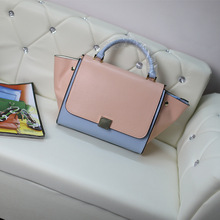 Genuine leather women handbags messenger bag female bag hit color bag leather shoulder bag Trapeze 4colors Free shipping