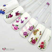 HOT 5PCS water transfer nail sticker decals for nail art tips decorations tool fingernails decorative flower