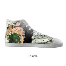 Fashion Canvas Flats Custom Popular Japan AnimeOne Piece Zoro High Top Canvas Shoes Model002 Women 