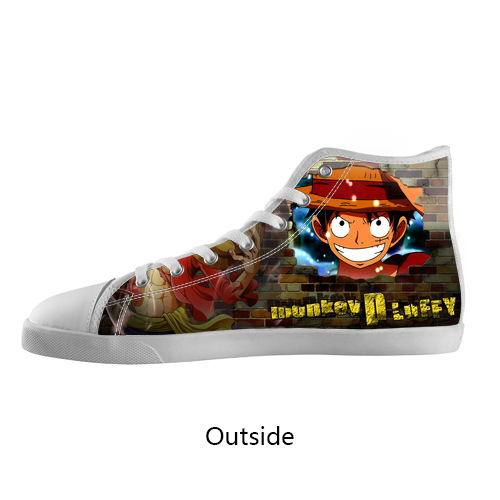 Stylish Canvas Shoes Customized Hot Anime One Piece Luffy High Top Canvas Shoes Model002 Women 