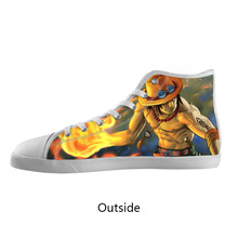 Stylish Canvas Flats Customized Popular Japan AnimeOne Piece Ace High Top Canvas Shoes Model002 (Women)