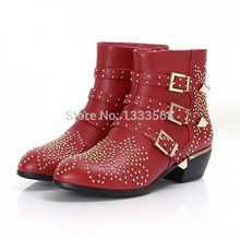 Free EMS DHL women Boots female 2015 new real leather susanna studded ankle booties women shoes