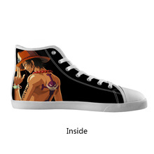 Stylish Casual Shoes Customized Anime One Piece Luffy And Ace High Top Canvas Shoes Model002 Women