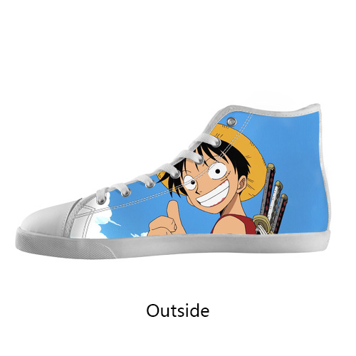 Fashionable Canvas Flats Customized Popular Japan AnimeOne Piece Luffy High Top Canvas Shoes Model002 Women 