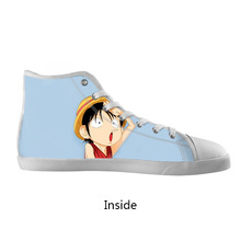 Fashionable Canvas Flats Customized Popular Japan AnimeOne Piece Luffy High Top Canvas Shoes Model002 Women 