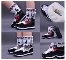 Size 36-41 New Arrival 2014 Xmas Deer Women Fashion Snow Booties Durable Anti-slip Warm-keeper Ladies Winter Ankle Boots Heel