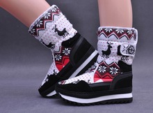Size 36 41 New Arrival 2014 Xmas Deer Women Fashion Snow Booties Durable Anti slip Warm