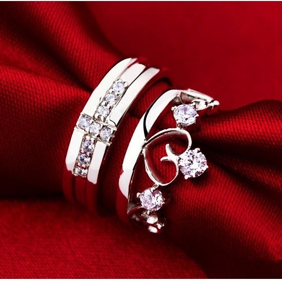 60 off Wholesale Love Silver 925 Crown Cross Crystal Engagement Wedding Rings for Women and Men
